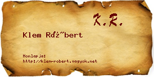 Klem Róbert névjegykártya